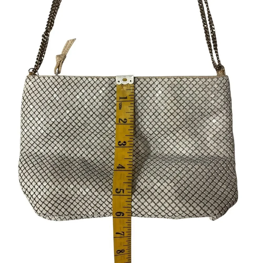 Vintage Whiting and Davis Metallic Metal Mesh Evening Bag Purse Gold Chain Strap